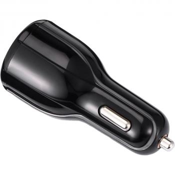 Black 2 Dual Port USB Car Charger with Quick Charge 3.0
