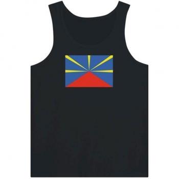 Unisex Black Cotton T-Shirt with Reunion Flag Design