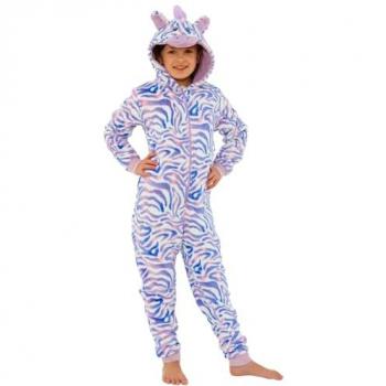 Wildlife Zebra Fleece Bodysuit in Lilac, Kids 5-6