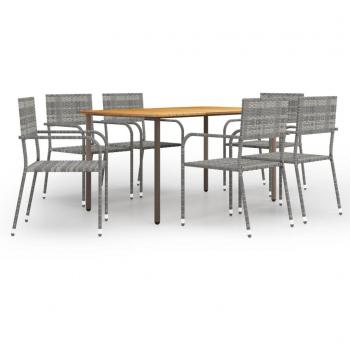 7 Piece Outdoor Dining Set Poly Rattan Anthracite