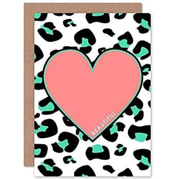 Artery8 Leopard Coral & Green Reverse Greeting Card – Premium Pack