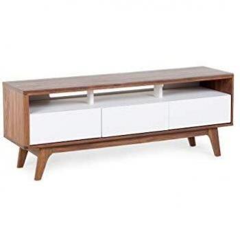 Dark Wood TV Unit with White Drawer Storage – Syracuse Style