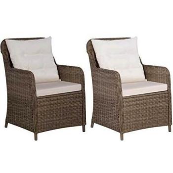 VidaXL Sedie da Patio con Cuscini 2 pz in Polyrattan Marrone