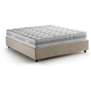 Lit double beige avec matelas inclus 140x200 cm
