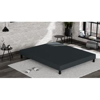 Sommier Tapissier Boisé 90×200 cm – Hêtre Massif Renforcé, Couleur Anthracite, 33 cm