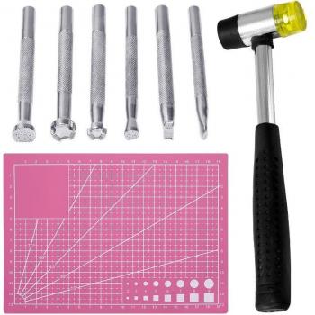 Leather Craft Tool Set with Cutting Mat
