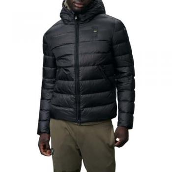 Blauer Regular Fit Men's Black Down Jacket with Hood