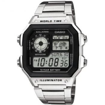 Men's Casio 'Collection' Silver and White Plastic/Resin Quartz Chronograph Watch