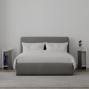 Sérénité Duo – Tables de chevet étroites à étagère, finition blanche patine et gris rétro, 25x25x60 cm (droite/gauche)