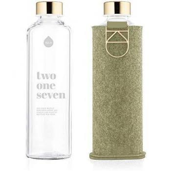 Glas Trinkflasche 0,75 l mit Filzhülle MISMATCH