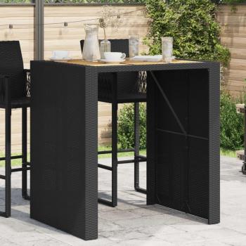 Garden Bar Table with Poly Rattan and Acacia Wood Top from vidaXL