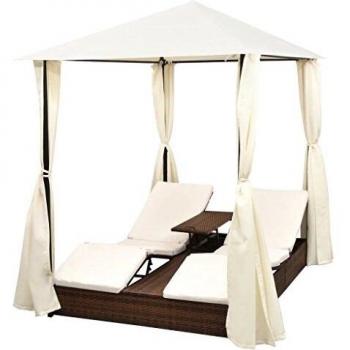 VidaXL Doppel-Sonnenliege Poly Rattan