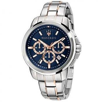 Maserati Reloj Hombre Analógico Cuarzo, Correa de Acero Inoxidable