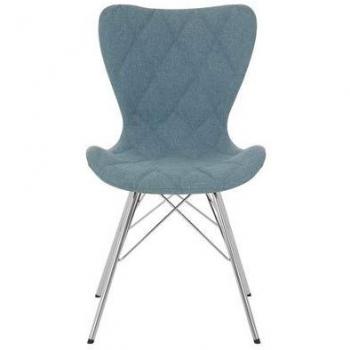 Quilted Blue Fabric Dining Chair