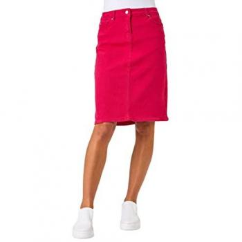 Pink Cotton Denim Stretch A-Line Skirt for Women