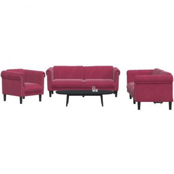 Set de canapés trois pièces, couleur rouge bordeaux – VidaXL