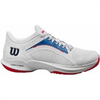 Wilson Hurakn Padel Shoes for Women – White/Blue/Red Edition