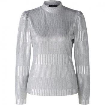 OUI Silver Longsleeve Pulli Regular Fit, Größe 42