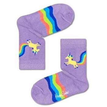 Lila Kinder Crew Socken mit Regenbogen Schwanz