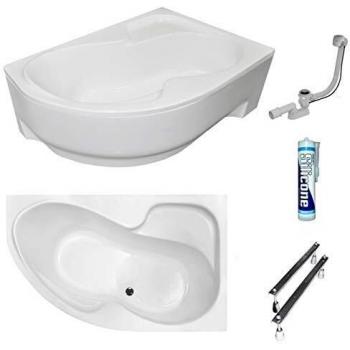 Acryl-Eckbadewanne Fortuna 150 × 100 cm – Komplett-Set