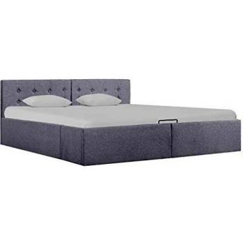 VidaXL 160x200cm Bed Frame, Soft Gray, Draped Covering