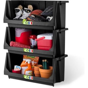 Étagère Multi‑Niveaux Iris Ohyama – Lot de 3 Bacs Plastiques Résistants