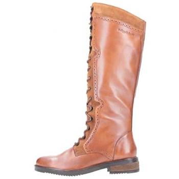 Hush Puppies Women's Rudy Tan Leather and Suede Long Lace-Up Boots
