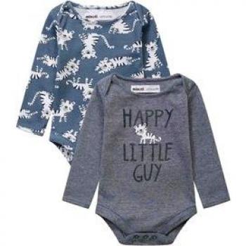 MINOTI Baby Langarmbody Set in Blau (0-12m)