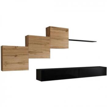 Moderne Wohnwand Garnitur inklusive TV-Regal, Schrank & Sideboard – EU-Qualität