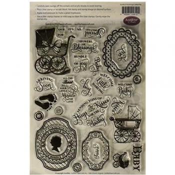 JustRite Papel Arte: Timbre Set 6 “X 8” con Estilo Vintage
