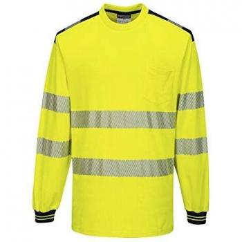 Portwest PW3 Hi Vis Cotton Comfort Long Sleeve T Shirt Yellow / Black 4XL