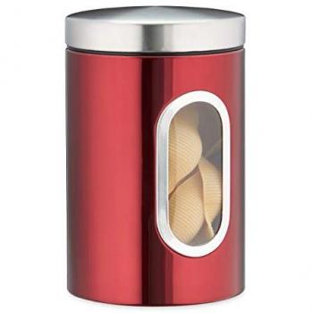 Barattolo da Cucina 1,4 l con Finestra Trasparente e Coperchio Rosso