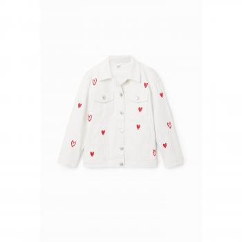Desigual Casaco de Ganga Oversize Corações Algodão Branco 13/14