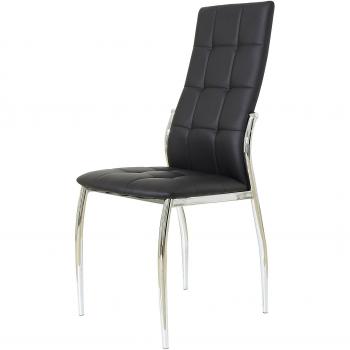Silla de Comedor Camila en Polipiel Negro y Estructura Plateada 46x101x54 cm
