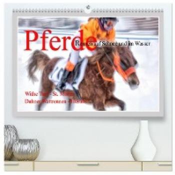 Premium Wandkalender 2024 Pferde-Rennen auf Schnee und im Wasser
