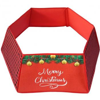 Falda de soporte para árbol de Navidad en yute y fieltro rojo/natural, decoración navideña, medidas 30/40*25CM