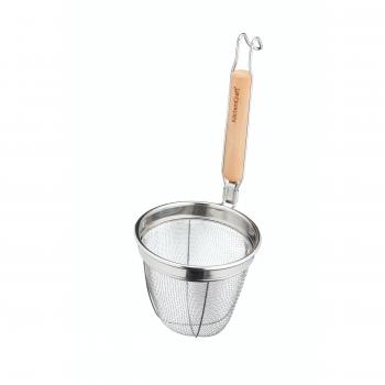 KITCHEN CRAFT Passoire à nouilles – acier inox, 14×16×34 cm, poignée bois d’eucalyptus
