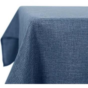 Deconovo 150 × 300 cm Wasserresistente Tischdecke – Leinenoptik, Blau