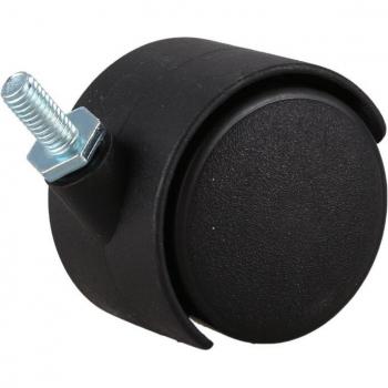 6mm Threaded Stem Black Rotatable Dual Wheel Caster 40mm