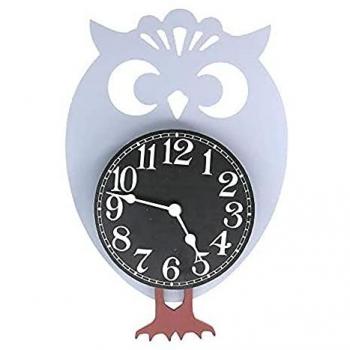 Orologio in Legno Gufo con Pendolo Bianco 31x23,5x6 cm