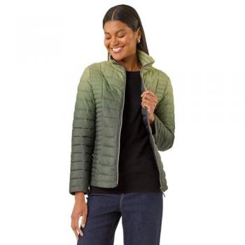 Manteau Roman Vert Ombre à Col Montant