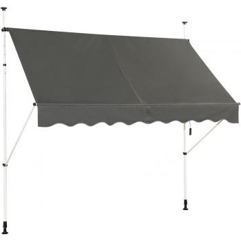 Coast Teleskopmarkise grau, 250 x 120 cm, mit Kurbel, wasserdicht