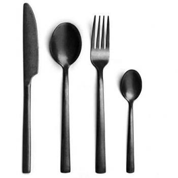 Vintage Black 24-Piece Silverware Set