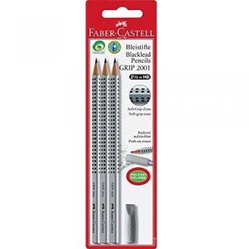 Faber Castell 3 Ecolápices Grip HB + Goma de Borrar