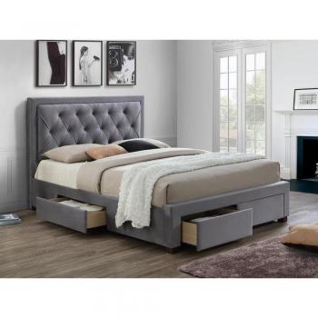 Birlea Woodbury Fabric Bed Grey Velvet 150cm