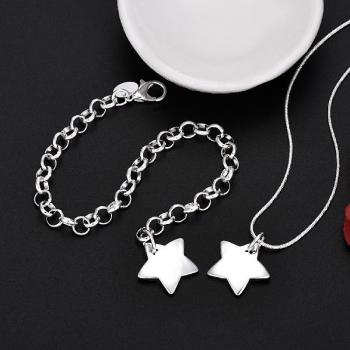 Conjunto de Joyería de Fiesta: Pulsera y Collar Estrella en Plata de Ley S925