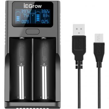 IEGrow Cargador de Baterías Li-ion 18650
