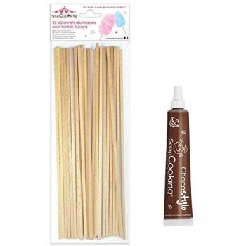 Stylo chocolat avec 25 bâtonnets pour Barbe à papa ScrapCooking