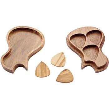 Boîte de collecte en bois pour guitare classique avec 3 plectres en bois