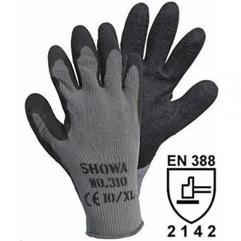 Guanto da lavoro Showa Grip Black 14905-7 in Cotone e Poliestere, Taglia 7, S, Certificato EN 388 CAT II